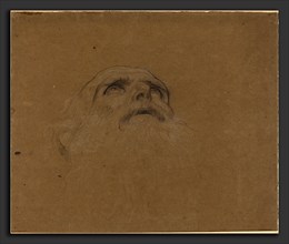 Attributed to Alphonse Legros, Head of an Old Man, French, 1837 - 1911, black chalk, heightened