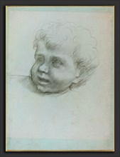 Alphonse Legros, Head of a Child, French, 1837 - 1911, metalpoint on gray bristol board