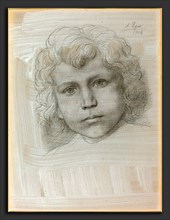 Alphonse Legros, Study of Cupid (Head of a Girl), French, 1837 - 1911, 1904, metalpoint on prepared