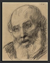 Alphonse Legros, Head of an Old Man, French, 1837 - 1911, black chalk
