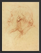 Alphonse Legros, Study of a Beggar, French, 1837 - 1911, red chalk on laid paper