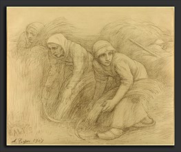 Alphonse Legros, The Reapers, French, 1837 - 1911, 1907, metalpoint on white prepared paper