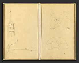 Paul Gauguin (French, 1848 - 1903), Church Tower; A Sketch of a Fan [recto], 1884-1888, graphite on
