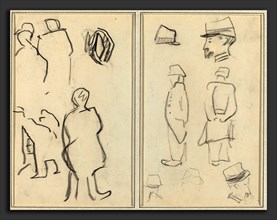 Paul Gauguin (French, 1848 - 1903), Figure Studies; Studies of Soldiers, 1884-1888, crayon on wove