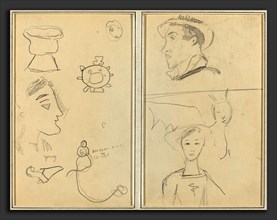 Paul Gauguin (French, 1848 - 1903), A Caricature and Five Forms; A Man in Profile, a Winged