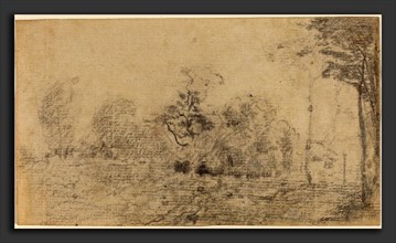Théodore Rousseau (French, 1812 - 1867), Landscape II, black chalk on laid paper