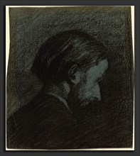 Edouard Vuillard (French, 1868 - 1940), Head of a Bearded Man, 1889, conte crayon on blue laid