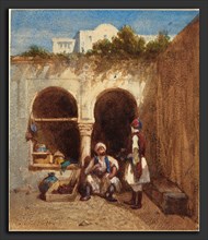 Louis Tesson (French, 1841 - 1867), Arab Market, watercolor