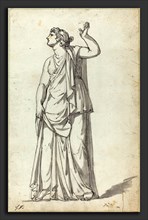Jacques-Louis David (French, 1748 - 1825), Roman Statue of a Muse (Anchyrrhoe), pen and black ink