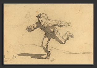 Honoré Daumier (French, 1808 - 1879), The Young Courier, black crayon and gray wash on laid paper;