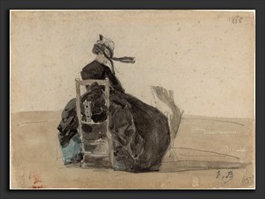 EugÃ¨ne Boudin (French, 1824 - 1898), Seated Lady in Black, Trouville, 1865, watercolor and