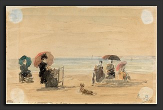 EugÃ¨ne Boudin (French, 1824 - 1898), Sun-Shades, Trouville, 1869, watercolor and graphite