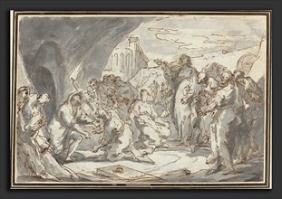 Jean-Baptiste Van Loo (French, 1684 - 1745), The Raising of Lazarus, pen and brown ink with gray