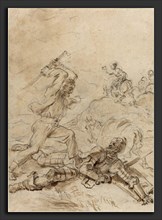 Jean-Honoré Fragonard (French, 1732 - 1806), The Muleteer Attacking Don Quixote as He Lies Helpless