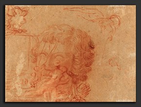 Antoine Watteau (French, 1684 - 1721), Figure Sketches and a Copy After a Sculpted Head, c.