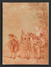 Antoine Watteau (French, 1684 - 1721), The Wedding Procession, c. 1712, red chalk over red chalk