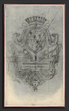Hubert FranÃ§ois Gravelot (French, 1699 - 1773), Coat of Arms with Two Eagles, graphite, incised