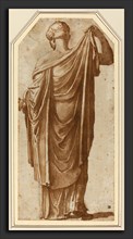 Attributed to Nicolas Poussin (French, 1594 - 1665), Female Roman Statue Seen from the Back, pen