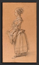 Jean-FranÃ§ois Clermont (French, 1717 - 1807), A Girl in Peasant Dress, c. 1750, black and white