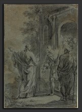 French 17th Century, Figures (Christ Calling One of the Apostles?), 17th century, black chalk with