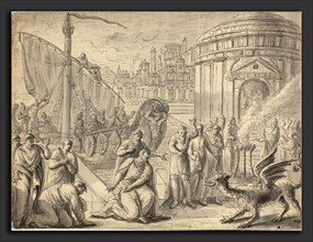 FranÃ§ois Boitard (French, c. 1670 - c. 1715), The Arrival of Aesculapius in Rome, c. 1700, pen and