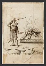French early 16th century, "Do Not Poke the Fire with a Sword", c. 1512-1515, pen and gray ink on
