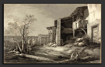 Jean-Jacques de Boissieu (French, 1736 - 1810), A Farmyard, pen and black and brown ink with gray