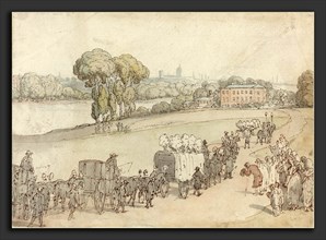 Thomas Rowlandson (British, 1756 - 1827), A Funeral Procession, 1805-1810, pen and brown and gray