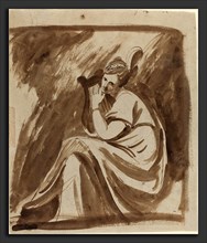 George Romney (British, 1734 - 1802), Lady Hamilton Playing a Lyre, c. 1785, pen and brown ink with
