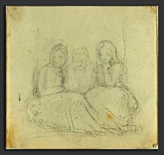 John Flaxman (British, 1755 - 1826), Three Seated Female Figures, graphite