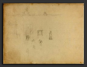 John Flaxman (British, 1755 - 1826), Sheet of Architectural and Figure Studies, graphite on laid
