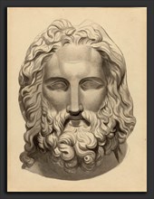 John Flaxman (British, 1755 - 1826), Antique Bearded Head, brush and gray ink with gray wash