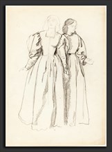 Valentine Cameron Prinsep, Study of Two Young Women [recto], British, 1838 - 1904, graphite on wove