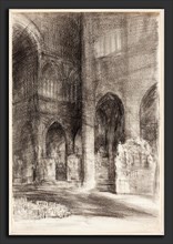 Arthur Frederick Payne, A Cathedral Nave, British, 1831 - active 1880s, charcoal and black chalk on