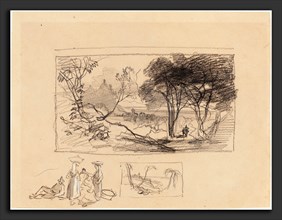 Edward Lear (British, 1812 - 1888), Sketches in Italy [recto], 1839-1845, black chalk and graphite