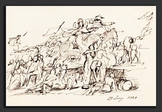 Sir David Wilkie (Scottish, 1785 - 1841), Battle Scene, 1840, pen and black ink on wove paper