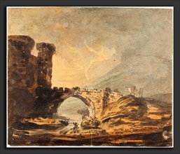 William Payne (British, c. 1760 - 1830), Landscape with a Castle and Bridge, watercolor (with gum