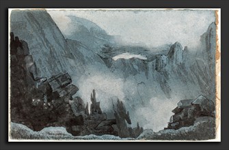 Follower of John Sell Cotman, Mountain Scene with Rocks, first half 19th century, pen and black ink