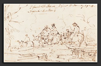 Thomas Barker (British, 1769 - 1847), Figures in a Landscape [recto], pen and brown ink on laid