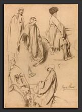 Byam Shaw, Studies of Men and Women in Medieval Dress, British, 1872 - 1919, graphite on wove paper