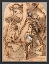 Joseph Heintz the Elder (Swiss, 1564 - 1609), The Toilet of Venus, c. 1590, pen and ink over red