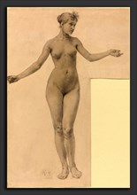 Karel Vitezslav Masek (Czech, 1865 - 1927), Female Nude with Outstretched Arms, 1896, charcoal and