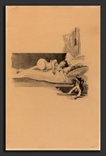 Karel Vitezslav Masek, Illustration for "Jestrab Kontra Hrdlicka, XXII" (Girl asleep on a bed),