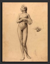Karel Vitezslav Masek (Czech, 1865 - 1927), Standing Nude Woman Holding a Box, 1896, graphite on