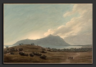 John Robert Cozens (British, 1752 - 1799), Monte Circeo at Sunset, 1780s, watercolor on paper; laid