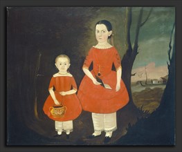 Sturtevant J. Hamblin, Sisters in Red, American, active 1837-1856, c. 1840-1850, oil on canvas