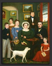 British 19th Century, Portrait of an Unknown Family with a Terrier, c. 1825-1835, oil on canvas