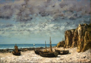 Courbet, Boats on a Beach, Etretat