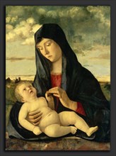 Giovanni Bellini, Madonna and Child in a Landscape, Italian, c. 1430-1435 - 1516, c. 1480-1485, oil