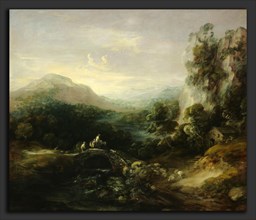 Thomas Gainsborough, Mountain Landscape with Bridge, British, 1727 - 1788, c. 1783-1784, oil on